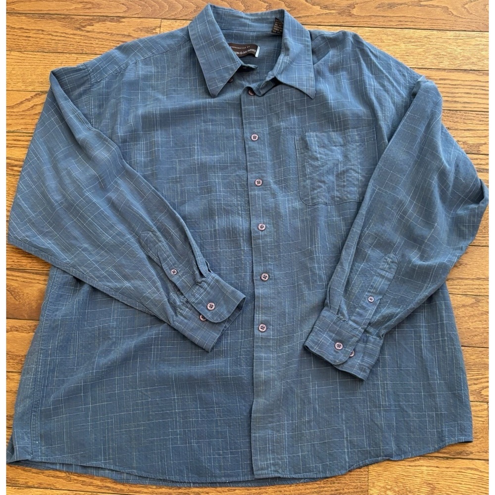 Johnston and Murphy Shirt Mens XL Extra Large Grey Multicolor Button Long Sleeve